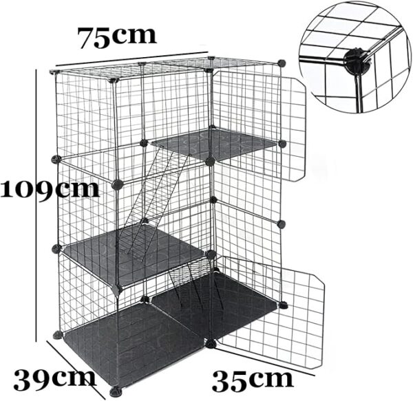 3 Tier Indoor Cat Cage Large DIY Cat Enclosure Small Animals Cages - Image 4