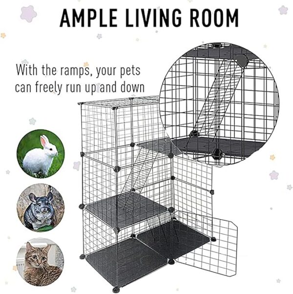 3 Tier Indoor Cat Cage Large DIY Cat Enclosure Small Animals Cages - Image 2