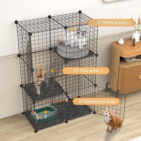 3 Tier Indoor Cat Cage Large DIY Cat Enclosure Small Animals Cages - Image 3